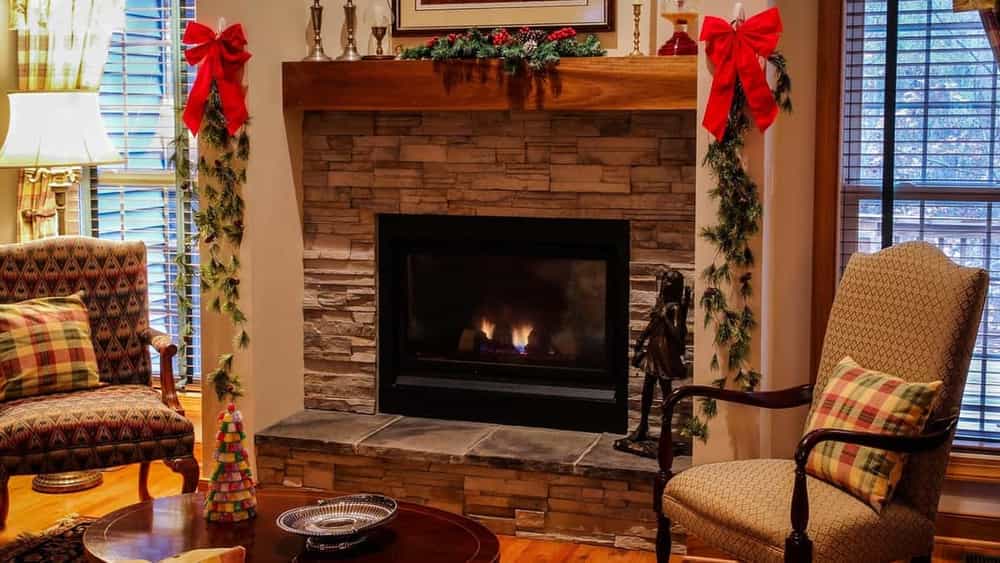 Cozy living room with a warm fireplace